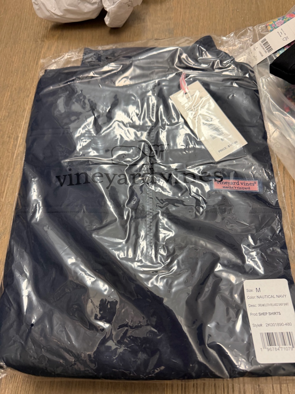 Vineyard vines navy dream cloth shep shirt pullover size medium nwt